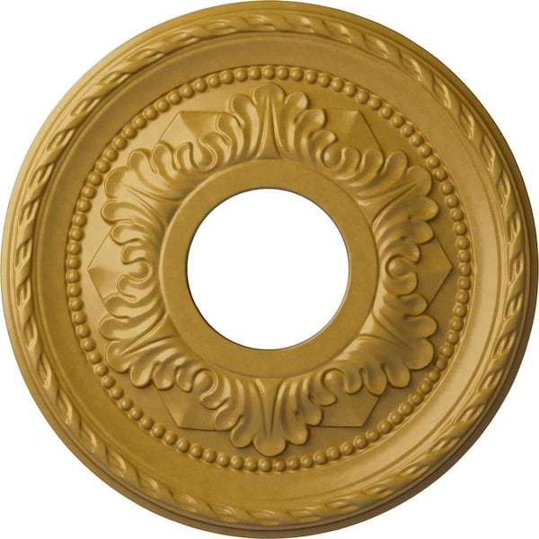 Ekena Millwork Palmetto Ceiling Medallion (Fits Canopies up to 4 7/8"), 12 1/8"OD x 3 1/2"ID x 1"P, Iridescent Gold CM12PMIGS - main